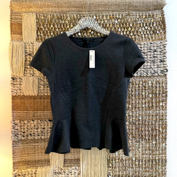 🩶 NWT J Crew ponte top charcoal gray sz XS 🩶 - Picture 1 of 9